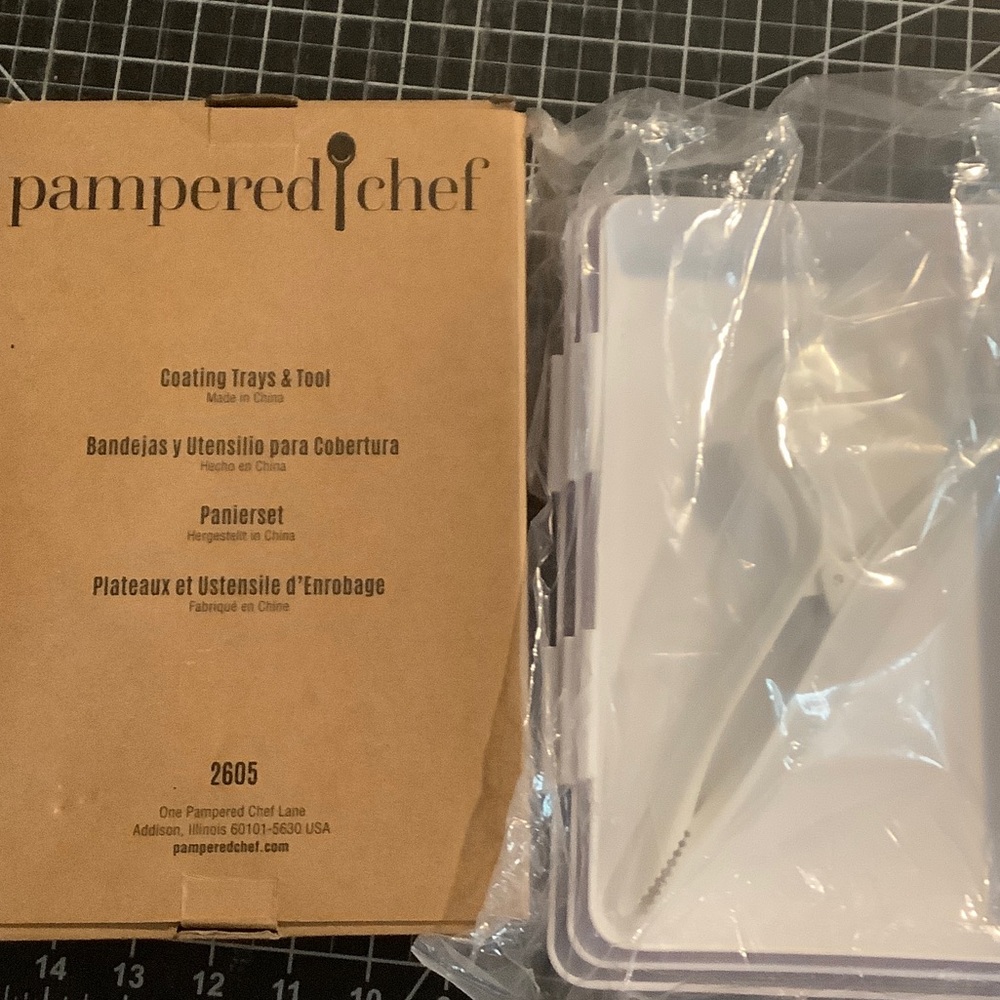Pampered Chef Coating Trays & Tool Set in a Brown box never opened New